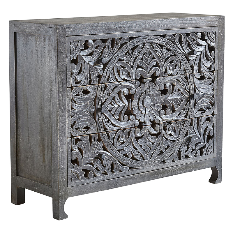 Комод Indian Antique White Furniture Chest of Drawers Kailash серый Серый в Краснодаре | Loft Concept 