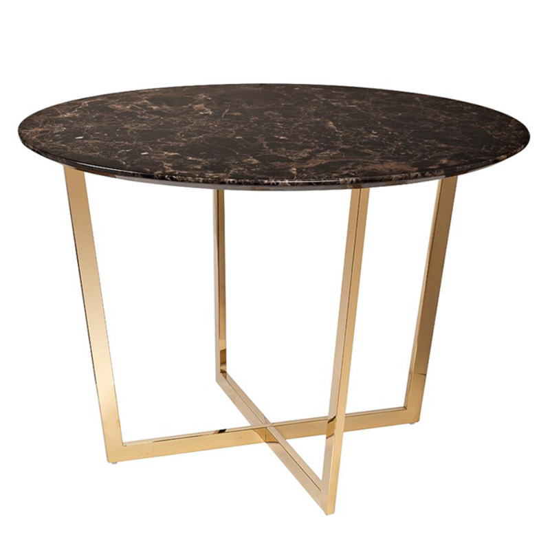 Обеденный стол Dining table Jacques round Brown Коричневый Золотой в Краснодаре | Loft Concept 