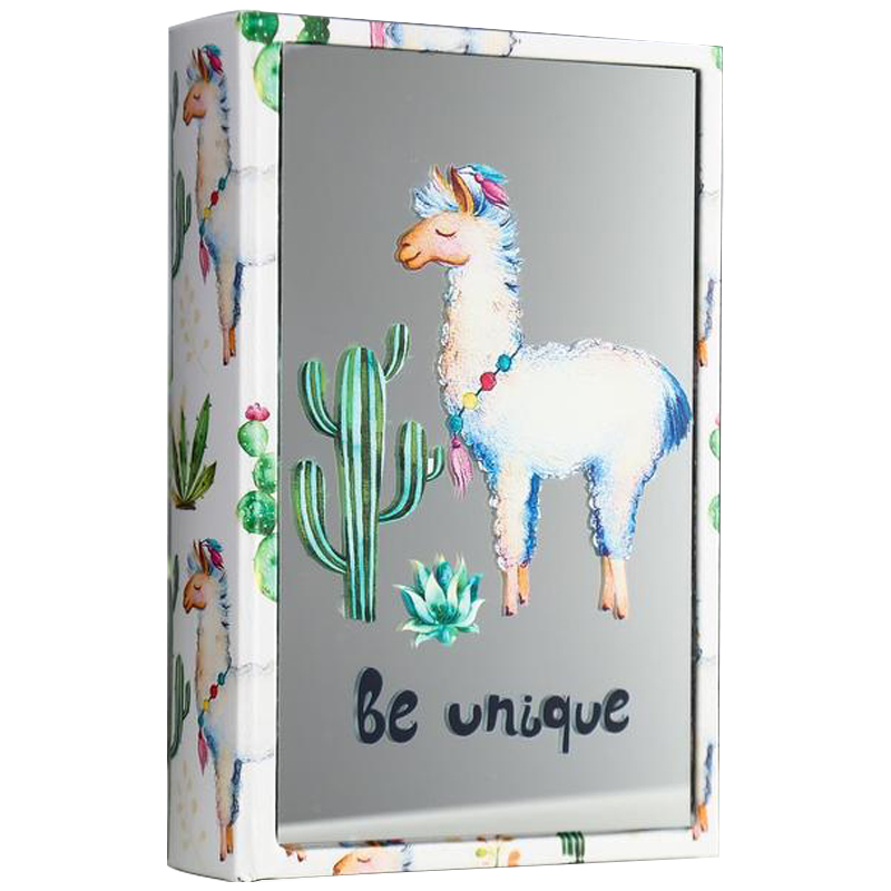 Шкатулка-книга Funny Llama and Cactus Mirror Book Box Мульти Белый в Краснодаре | Loft Concept 