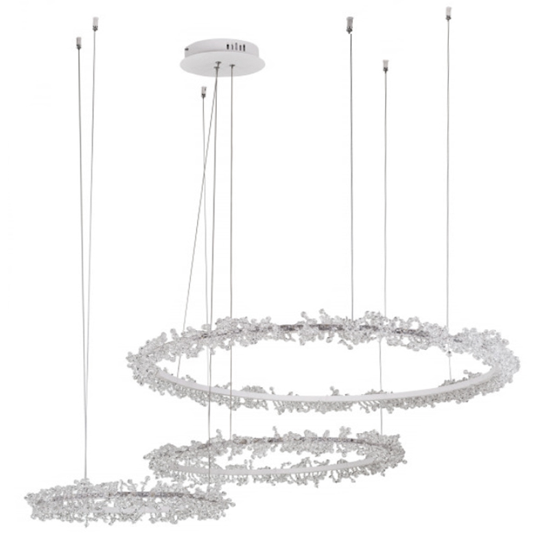 Люстра Crystal round chandelier 3 кольца Белый Прозрачный Белый в Краснодаре | Loft Concept 