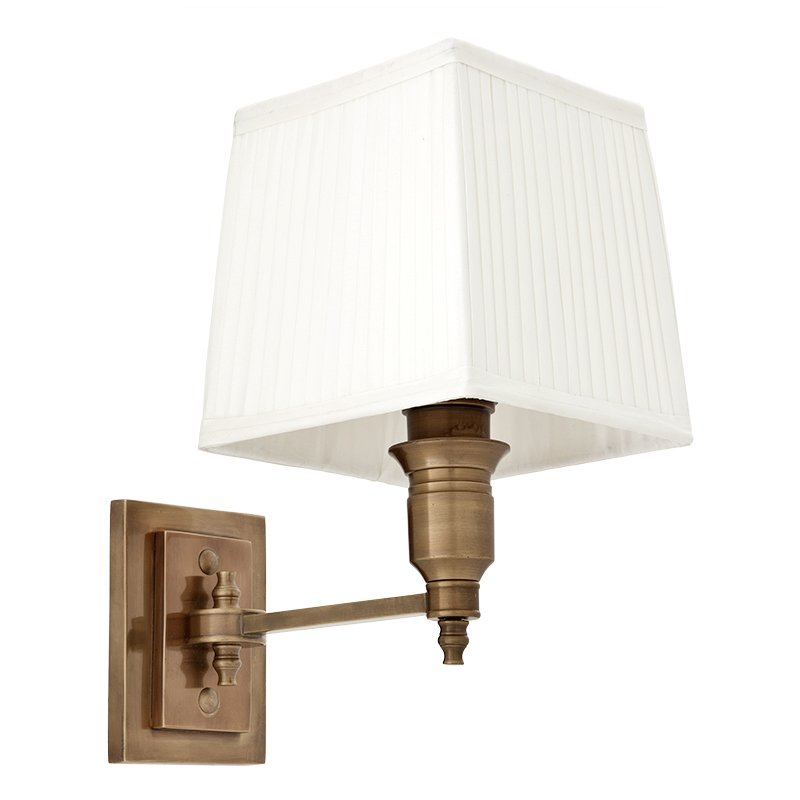 Бра Wall Lamp Lexington Single Brass+White Латунь Античная полированная Белый в Краснодаре | Loft Concept 