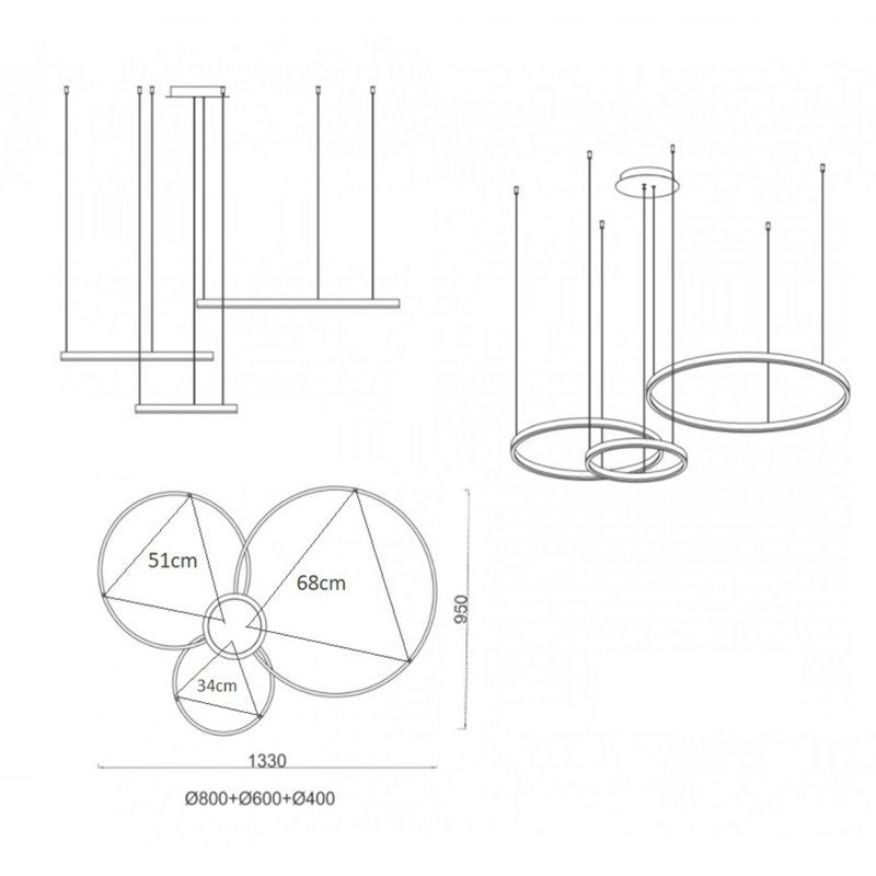 Люстра Crystal round chandelier 3 кольца Белый в Краснодаре