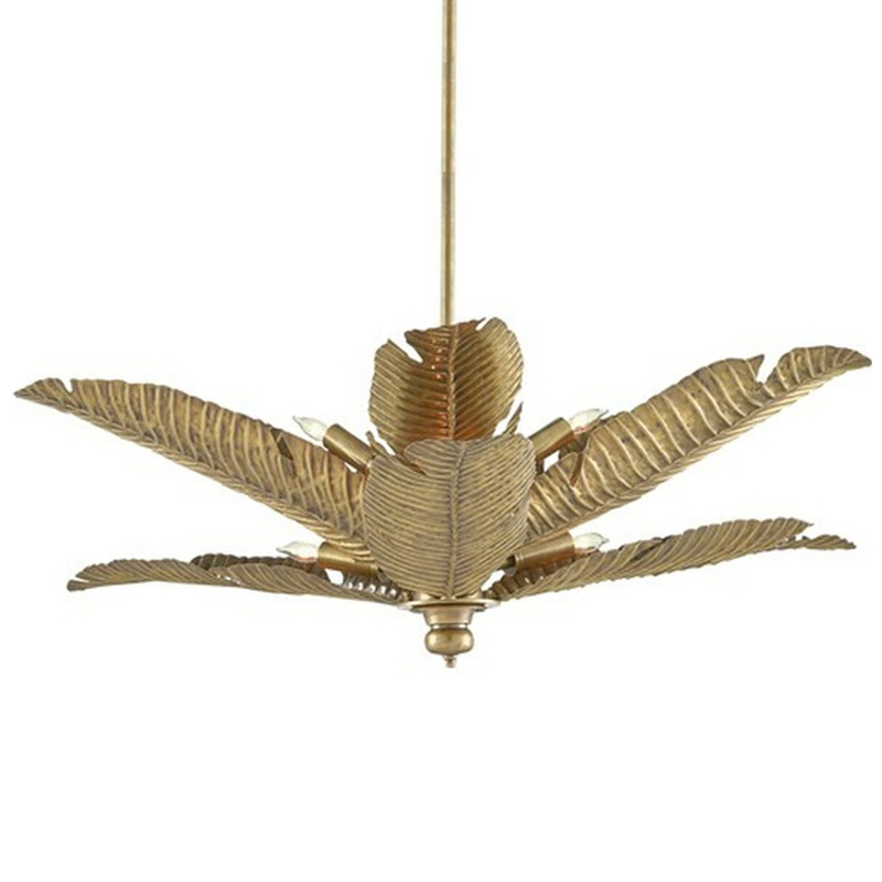 Дизайнерская Люстра Золотые Листья Пальмы Modern Golden Palm Leaves Chandelier Золотой в Краснодаре | Loft Concept 