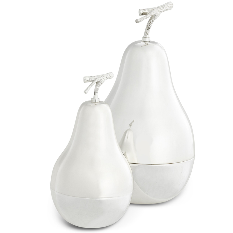 Комплект шкатулок Eichholtz Box Pear Set of 2 Silver Серебряный в Краснодаре | Loft Concept 