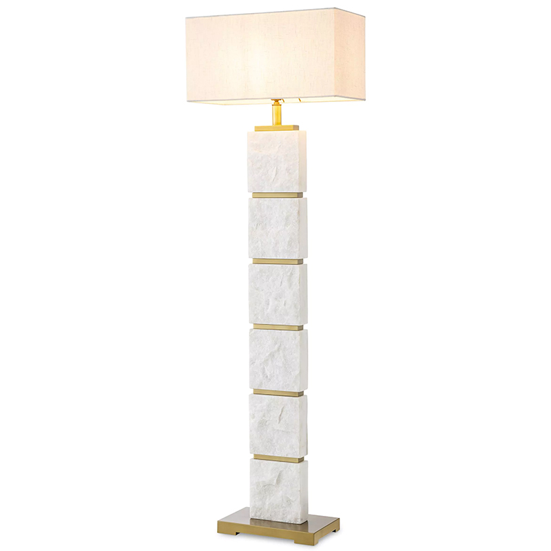 Торшер Eichholtz Floor Lamp Newton Marble Белый Мрамор Bianco Кремовый Латунь в Краснодаре | Loft Concept 