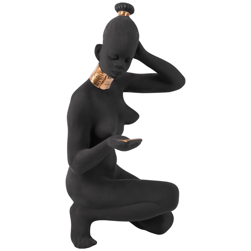 Статуэтка African Woman Sitting Statuette Черный Золотой в Краснодаре | Loft Concept 