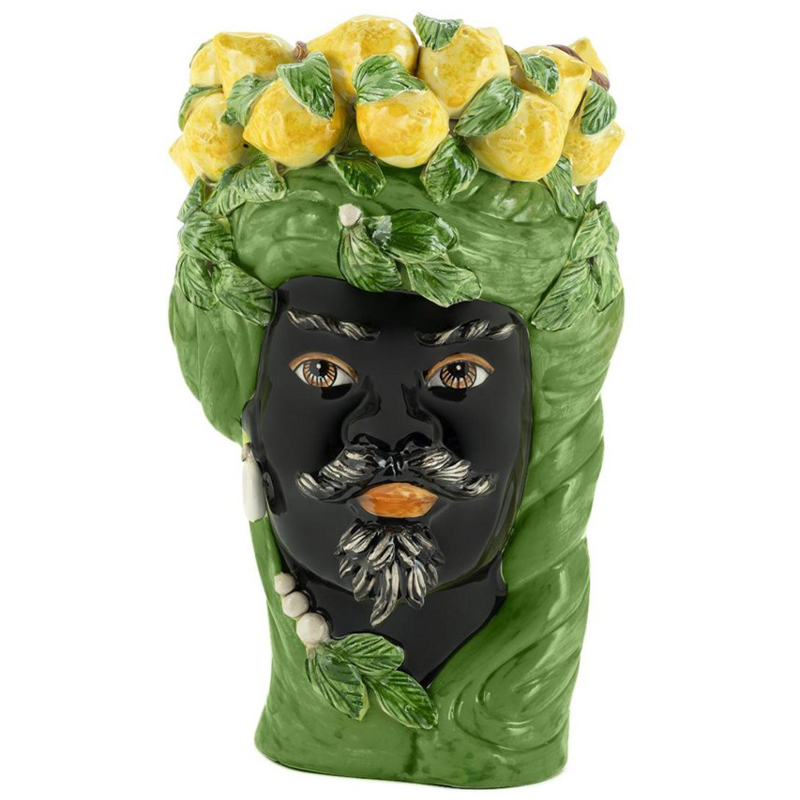 Ваза Vase Lemon Head Man Green Зеленый Желтый Черный в Краснодаре | Loft Concept 