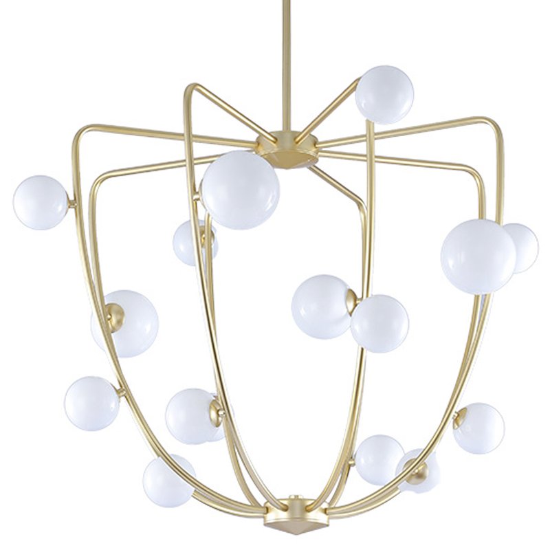 Люстра Cherry Bomb Cage Chandelier CB.36.01 Латунь Прозрачный белый в Краснодаре | Loft Concept 