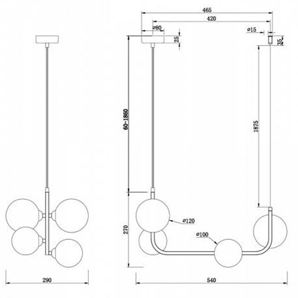 Люстра Marcan 4 Ball Chandelier Black Line в Краснодаре