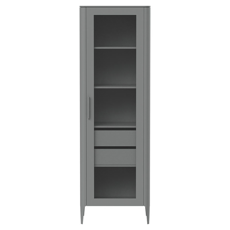 Витрина серая со стеклянной дверью с 4-мя полками и 2-мя ящиками Type  Серый в Краснодаре | Loft Concept 