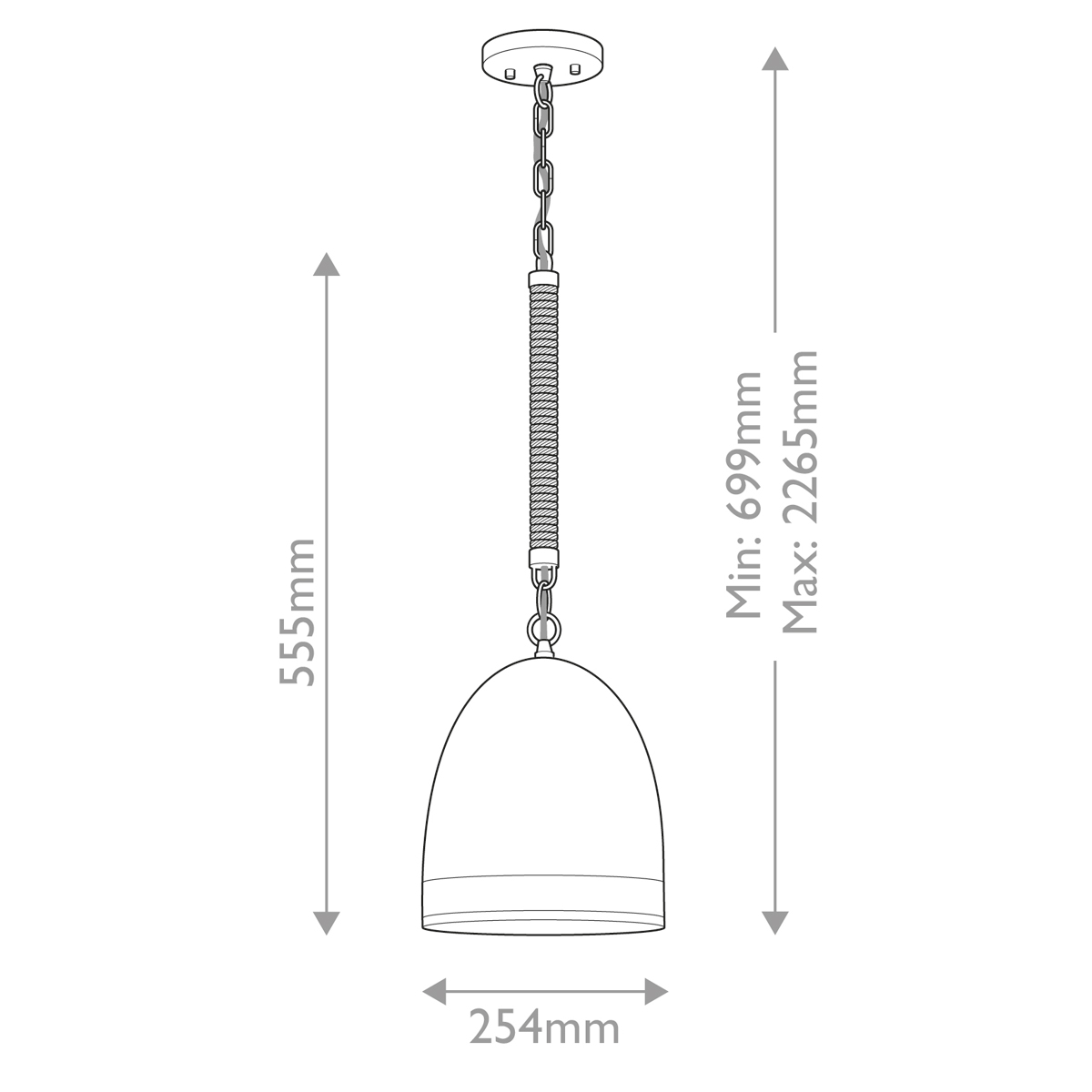 Подвесной светильник белый колоколообразный с декоративной обмоткой из веревки Hinkley в Краснодаре