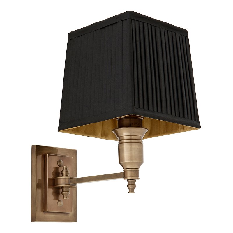 Бра Wall Lamp Lexington Single Brass+Black Латунь Античная полированная Черный в Краснодаре | Loft Concept 