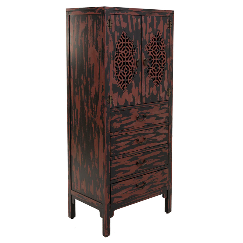 Шкаф деревянный в Китайском стиле Chinese Cabinet William Черный Красный в Краснодаре | Loft Concept 