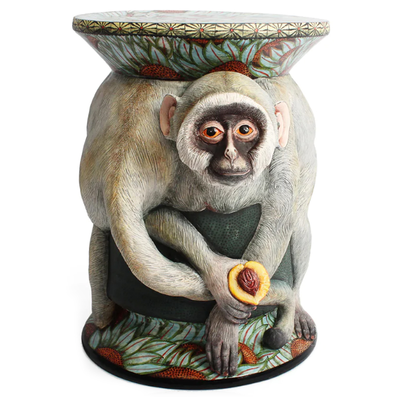 Табурет Обезьяна с фруктом ручная работа Monkey Side Table Серый в Краснодаре | Loft Concept 