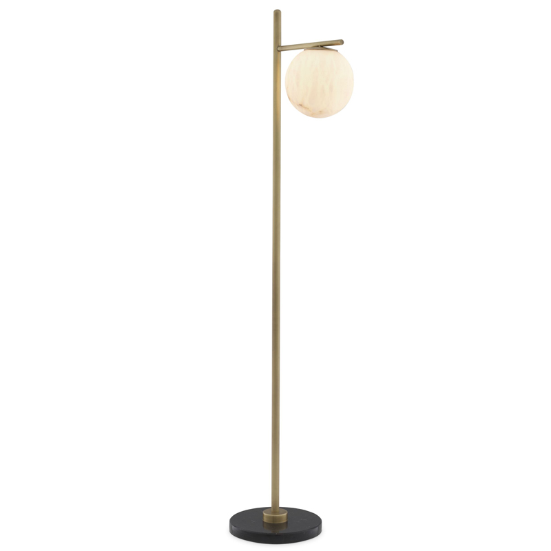 Торшер Eichholtz Floor Lamp Faloria Белый Латунь Античная полированная Черный Мрамор Nero в Краснодаре | Loft Concept 