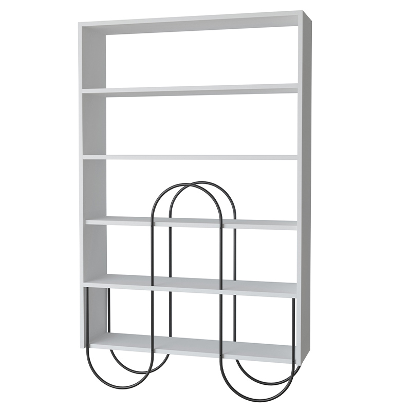 Стеллаж прямой белый с 5-ю открытыми полками NORFOLK BOOKCASE WHITE Черный Белый в Краснодаре | Loft Concept 