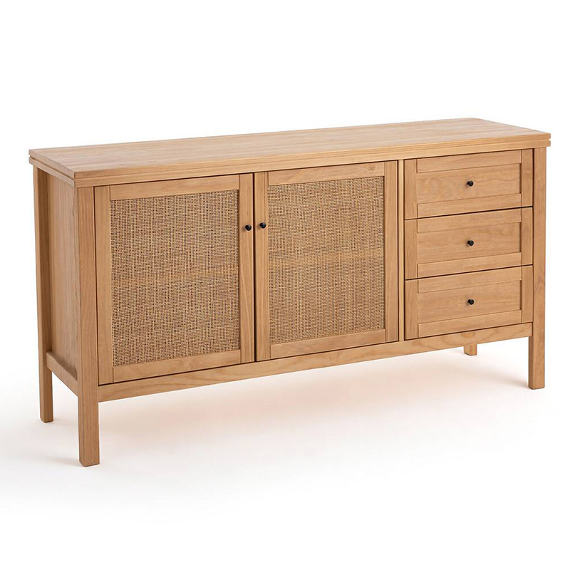 Комод в скандинавском стиле с 2-мя плетеными дверцами Niels Wicker Chest of drawers Древесина в Краснодаре | Loft Concept 