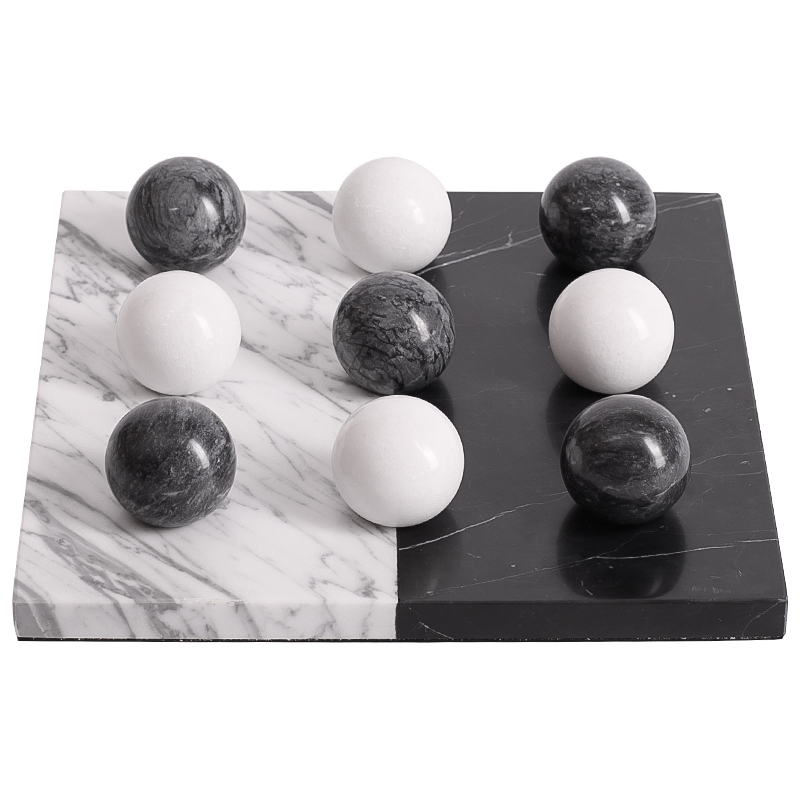 Аксессуар для интерьера Marble Board and Balls Черный Мрамор Nero Белый Мрамор Bianco Белый в Краснодаре | Loft Concept 