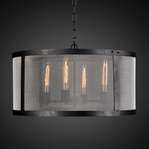 Люстра RH Riveted Mesh Chandelier Round Черный в Краснодаре | Loft Concept 