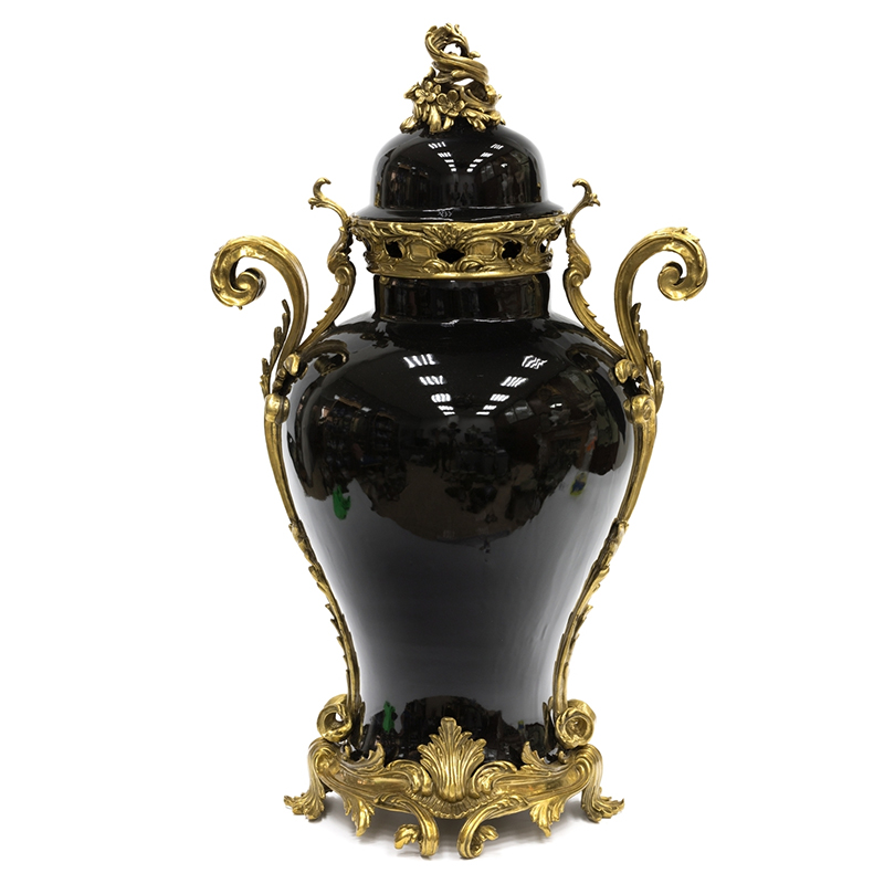 Большая ваза Selenia Black Vase Bronze Patterns Черный Бронза в Краснодаре | Loft Concept 