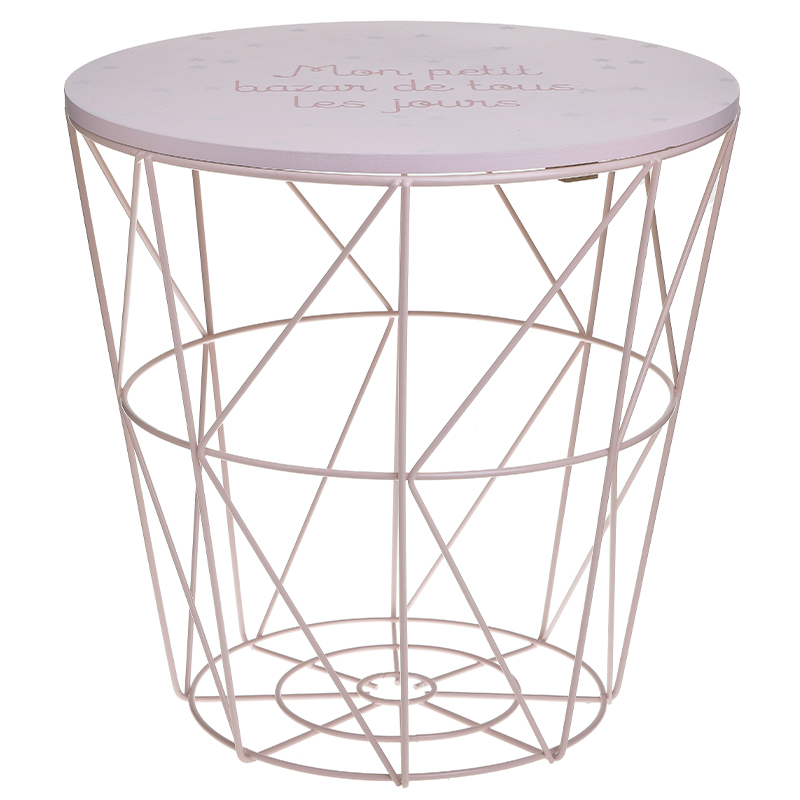 Круглый приставной стол-корзина Pink Wire Basket Side Table Розовый в Краснодаре | Loft Concept 