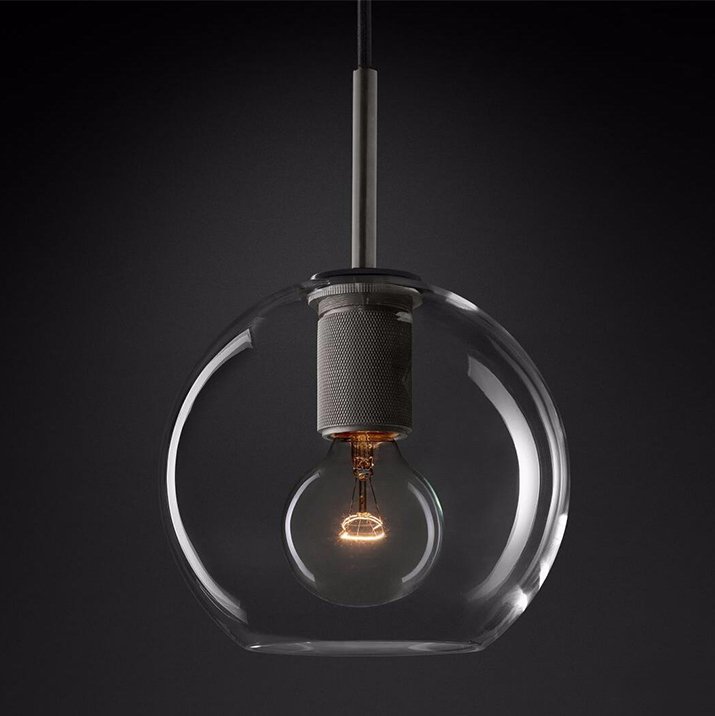 Подвесной светильник RH Utilitaire Globe Pendant Black Темная бронза Прозрачное Стекло в Краснодаре | Loft Concept 