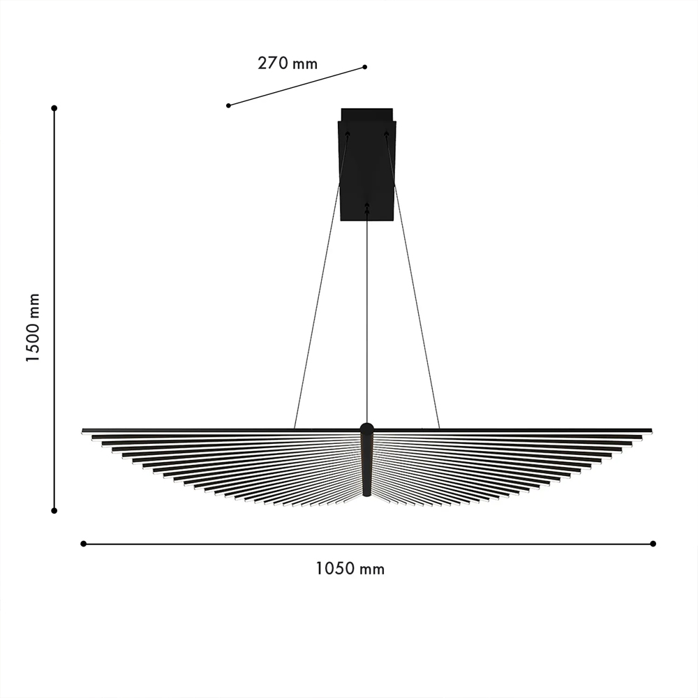 Люстра в виде распахнутых крыльев из тонких металлических планок Flight of Freedom в Краснодаре
