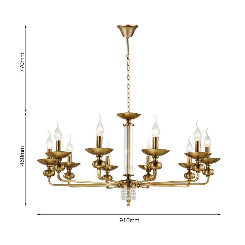 Люстра бронзового цвета со стеклянным декором Candelabrum D91 см в Краснодаре