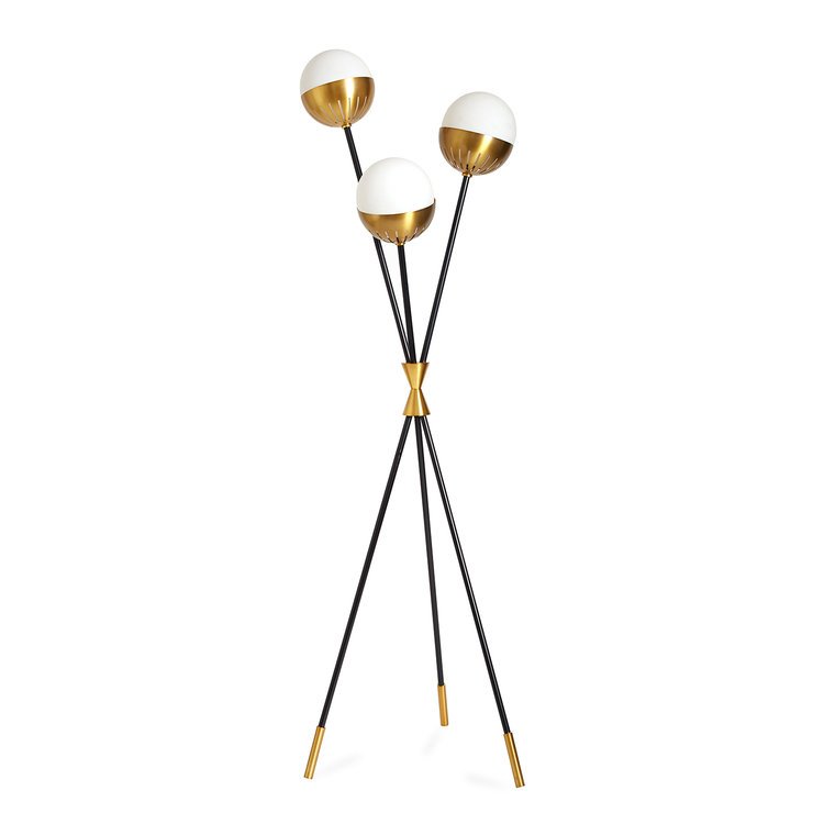 Торшер Caracas Tripod Floor Lamp Черный Белый Латунь в Краснодаре | Loft Concept 