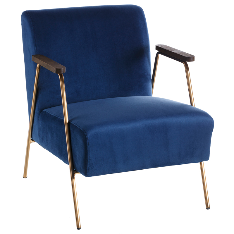 Кресло Domitila Armchair blue Синий Золотой Коричневый в Краснодаре | Loft Concept 