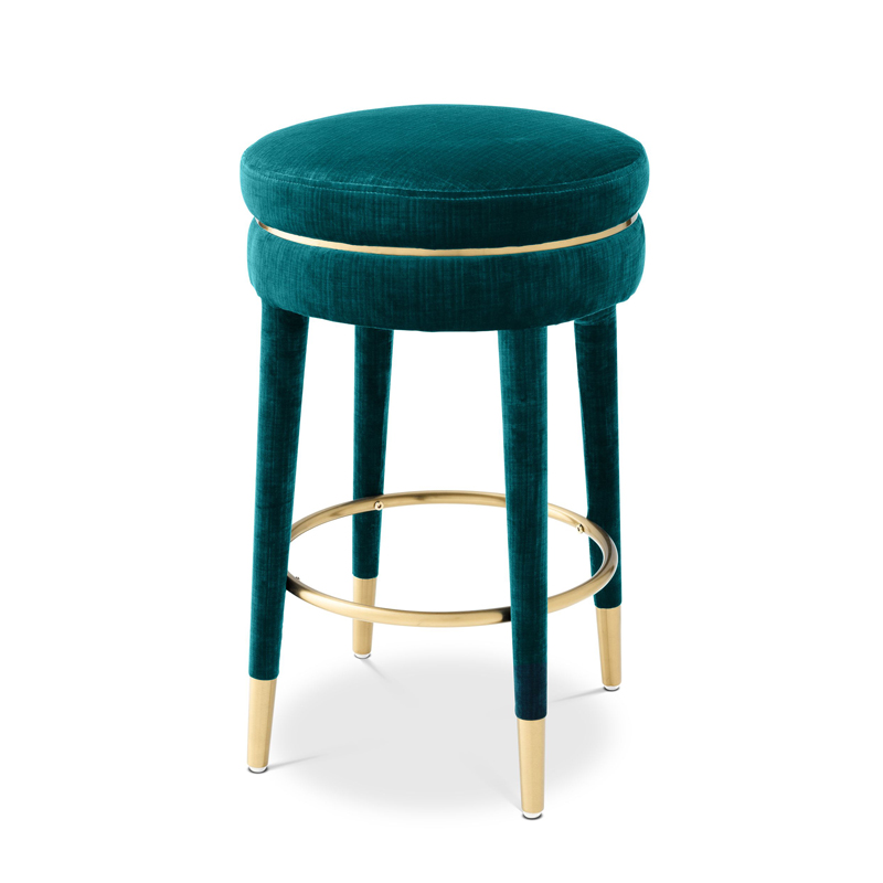 Полубарный стул Eichholtz Counter Stool Parisian blue Бирюзовый Латунь в Краснодаре | Loft Concept 