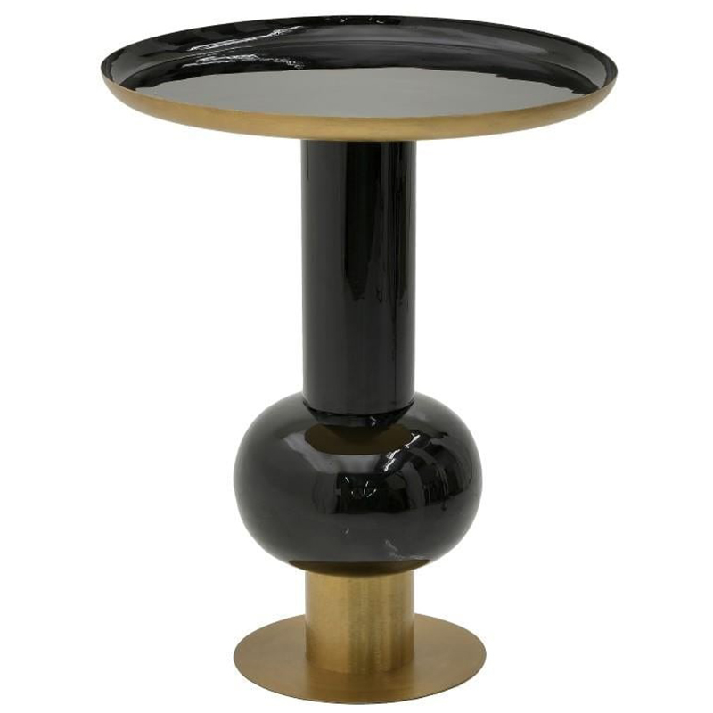 Круглый металлический приставной стол Calem Side Table Gold Black Золотой Черный в Краснодаре | Loft Concept 