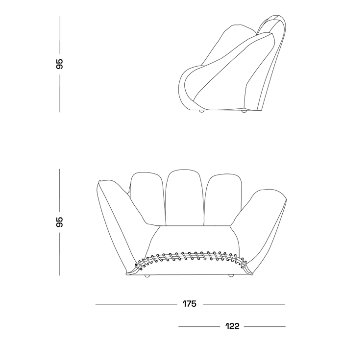 Дизайнерское кожаное кресло в форме руки Poltronova Joe Gold  Armchair в Краснодаре