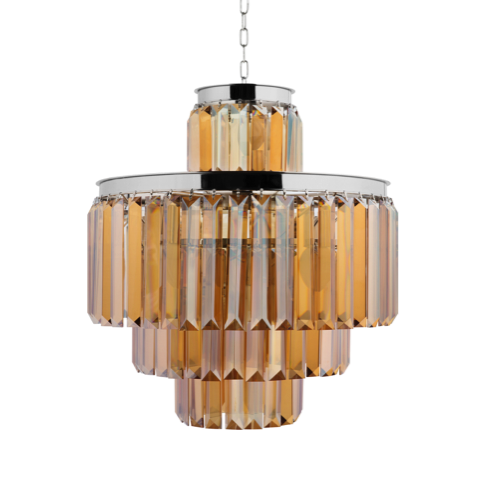 Люстра RH 1920s Odeon Smoke Chandelier 50/4 Янтарь (Amber) Хром в Краснодаре | Loft Concept 