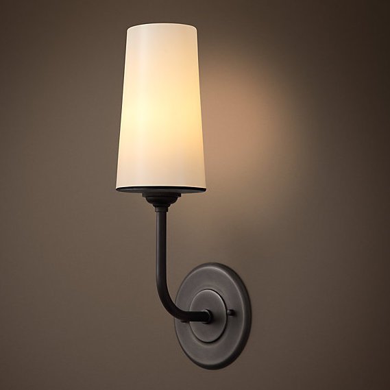 Бра RH MODERN TAPER SCONCE Glass Shade Графит Черный в Краснодаре | Loft Concept 