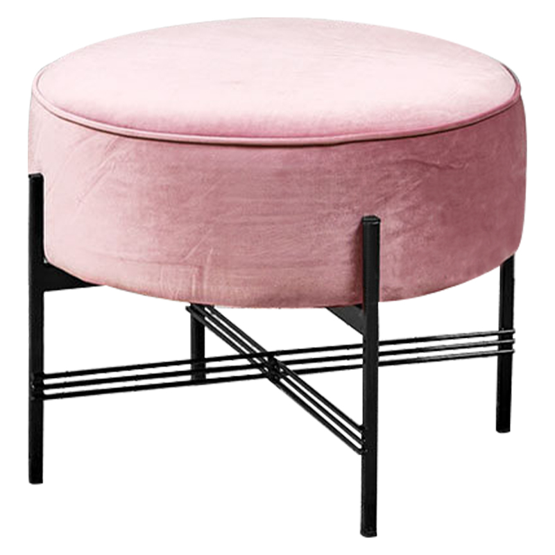 Пуф розовый велюровый Sanjay Velour Pouf Pink Дымчатая Роза Черный в Краснодаре | Loft Concept 