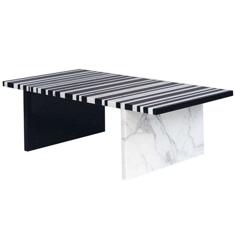 Кофейный стол CODICE A BARRE Black & White Marble Coffee Table Черно-белый Черный Мрамор Nero Белый Мрамор Bianco в Краснодаре | Loft Concept 