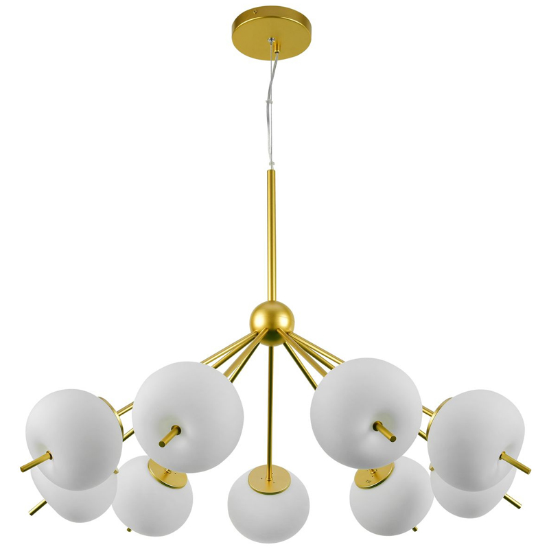 Люстра White ball brass Louise 9 Белое матовое стекло Латунь в Краснодаре | Loft Concept 