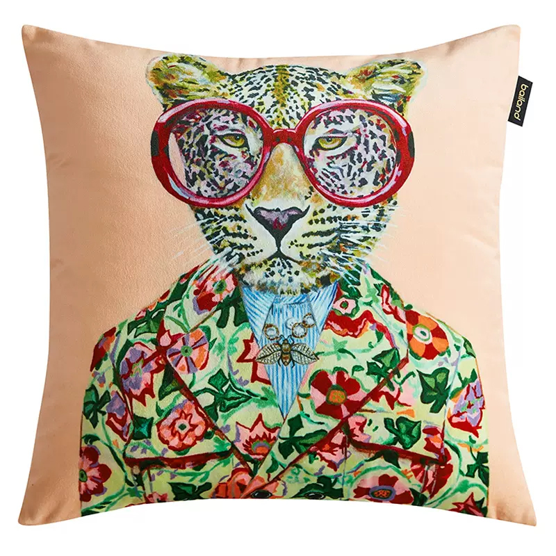 Декоративная подушка Стиль Gucci Fashion Animals Cushion Peach Мульти в Краснодаре | Loft Concept 