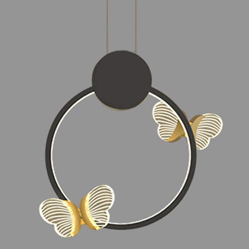 Светильник Butterfly Black Circle Прозрачный Черный Золотой в Краснодаре | Loft Concept 