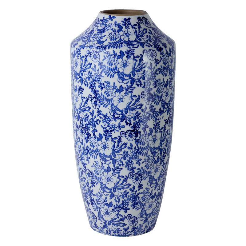 Ваза с синим цветочным узором Blue & White Ornament Белый Синий Ваза с синим цветочным узором Blue & White Ornament Белый Синий в Краснодаре | Loft Concept