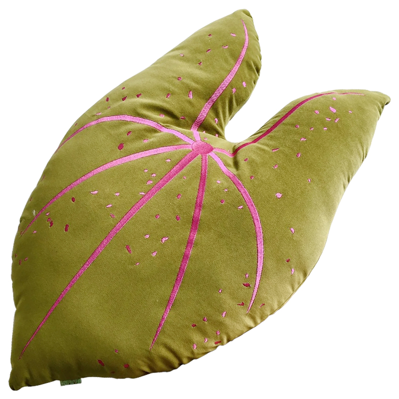 Декоративная подушка Botanical Cushion Caladium Зеленый смок Розовый в Краснодаре | Loft Concept 