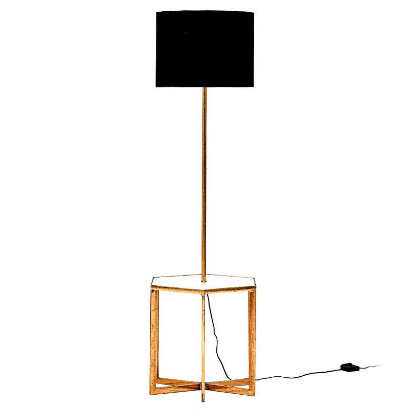 Напольная лампа Steno Floor lamp Белый Черный Винтажное глянцевое золото с состаренным эффектом в Краснодаре | Loft Concept 