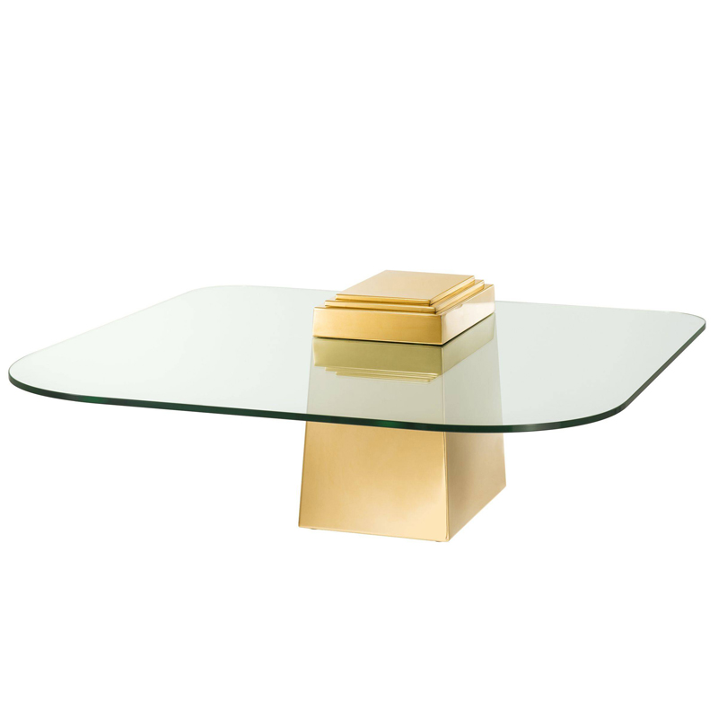 Кофейный стол Eichholtz Coffee Table Orient Gold Глянцевое золото Прозрачный в Краснодаре | Loft Concept 