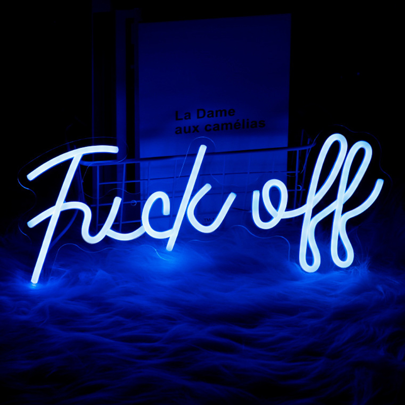 Неоновая настенная лампа Fuck Off Neon Wall Lamp Синий Синий в Краснодаре | Loft Concept 