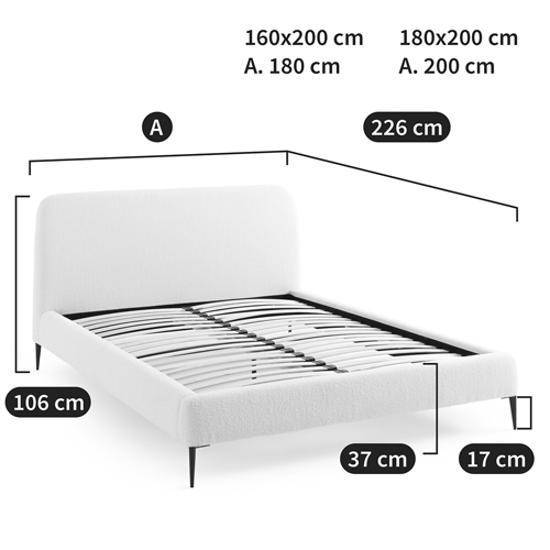 Кровать с обивкой букле Wanda Boucle Bed в Краснодаре