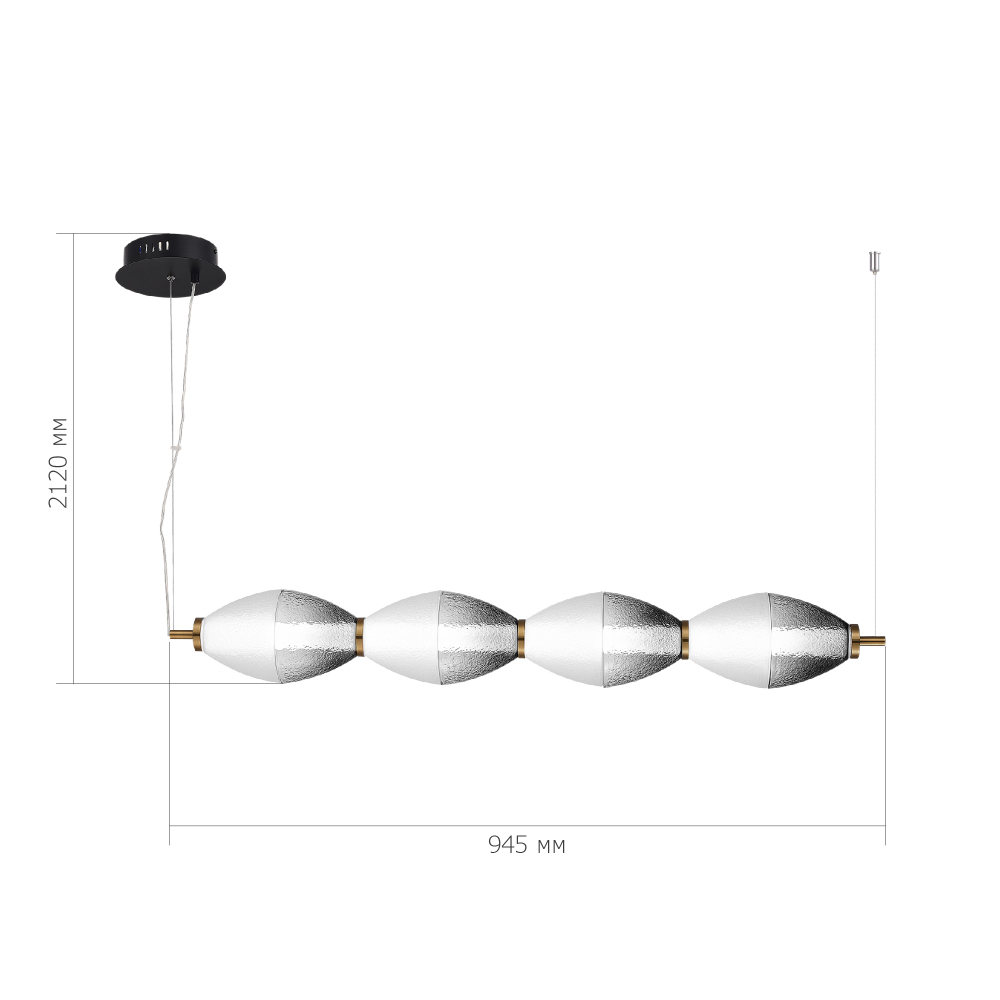 Подвесной светильник линейный в сочетании двух разных фактур стекла Enchanting в Краснодаре