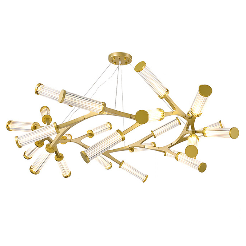 Люстра Cylinder Branches Chandelier Ring Gold Золотой Прозрачный в Краснодаре | Loft Concept 