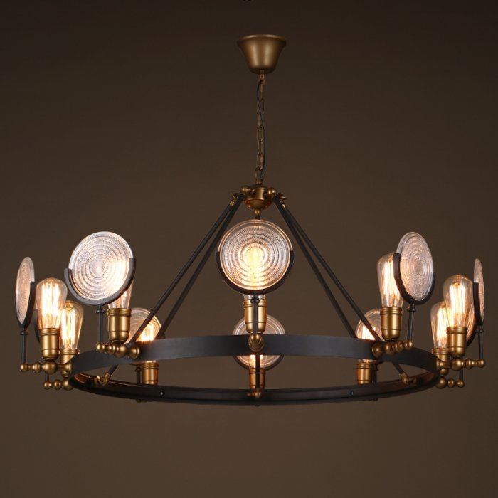 Люстра GASLIGHT LENS Chandelier 10 Черный в Краснодаре | Loft Concept 