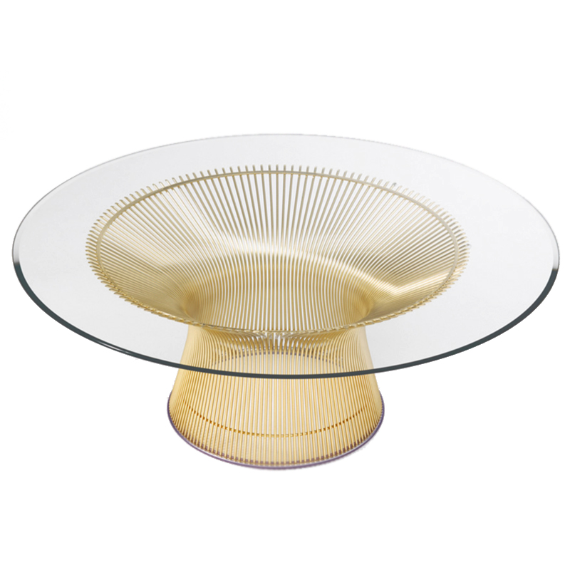 Стол Platner Coffee Gold Глянцевое золото Прозрачное Стекло в Краснодаре | Loft Concept 